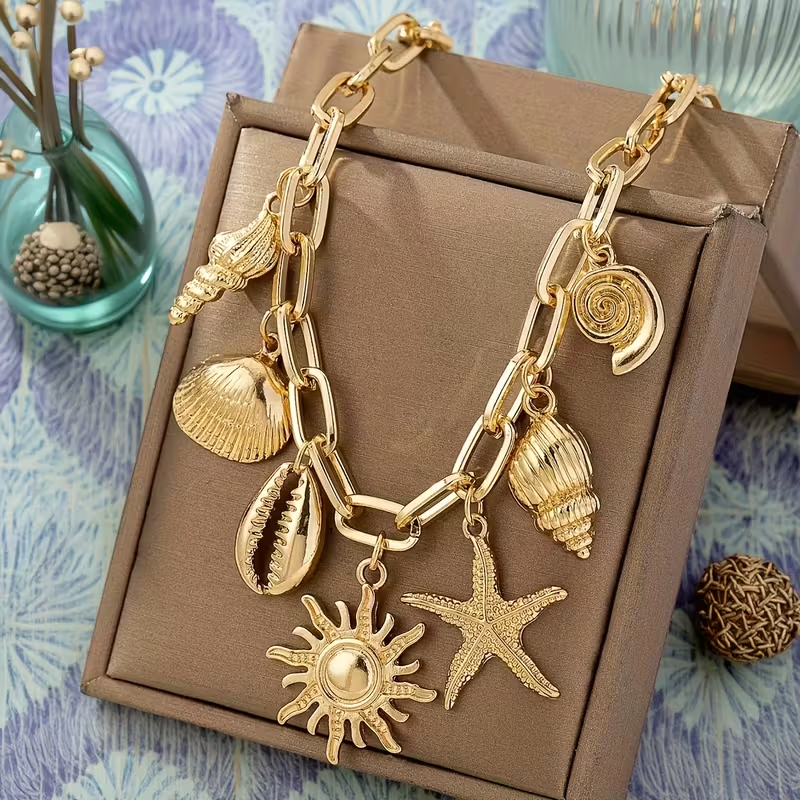 Golden Ocean Charms Necklace