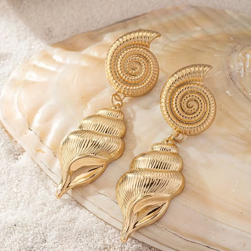 Elegant Gold Shell Earrings