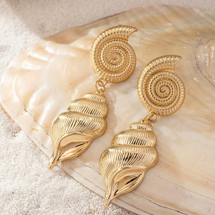 Elegant Gold Shell Earrings