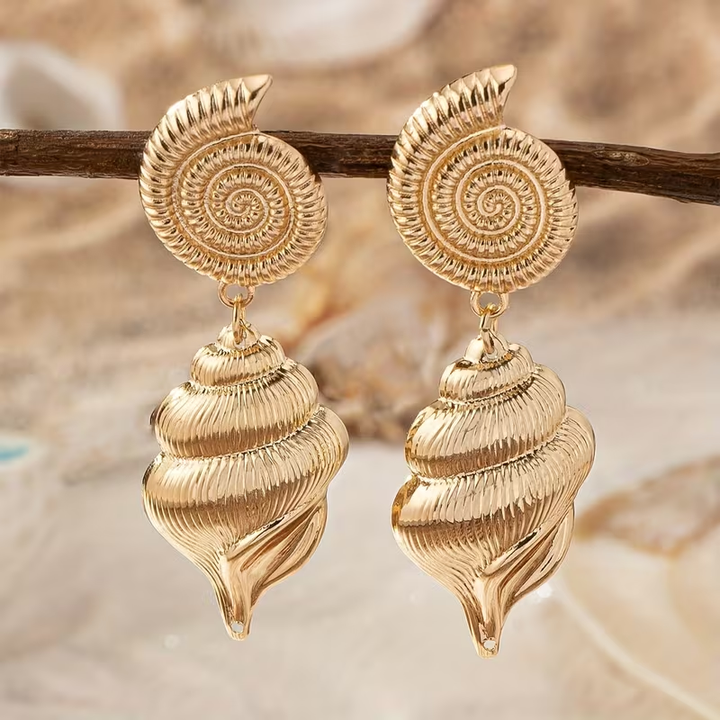 Elegant Gold Shell Earrings