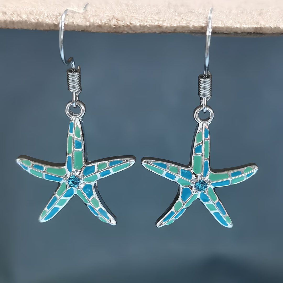 Blue Starfish Earrings