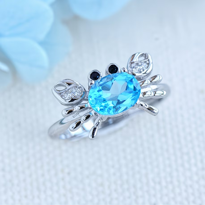 Adjustable Mini Crab Silver Ring
