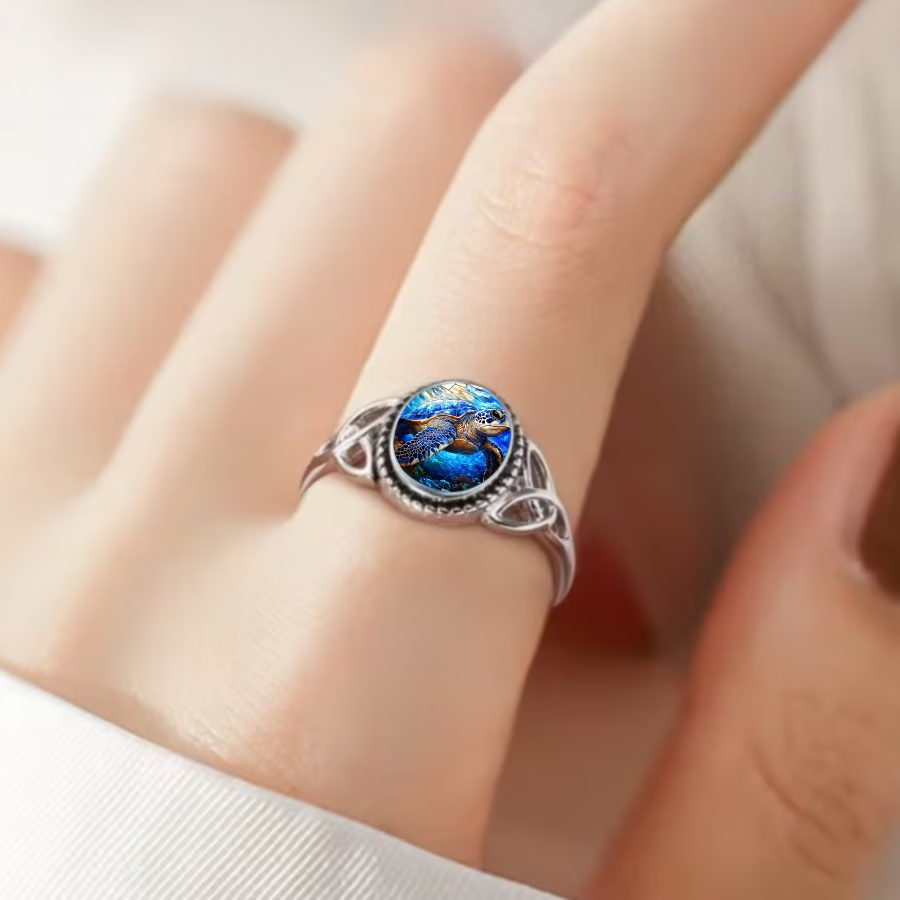 Turtle Seal Silver Ring