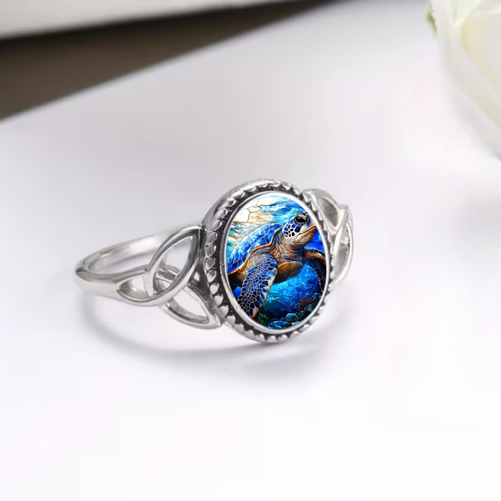 Turtle Seal Silver Ring