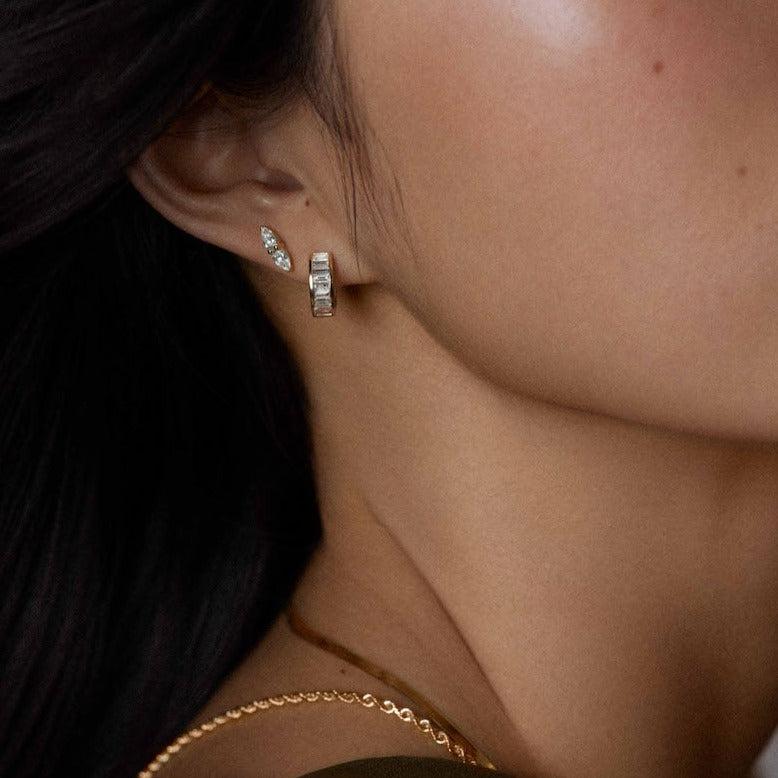 Bobbi Baguette Diamond Huggie Earrings