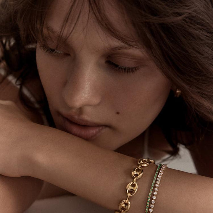 Puffed Mariner Chain Bracelet Gold