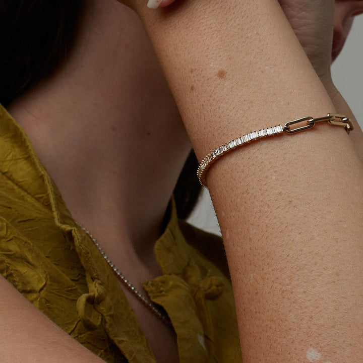 Serena Baguette Tennis Link Bracelet Diamond