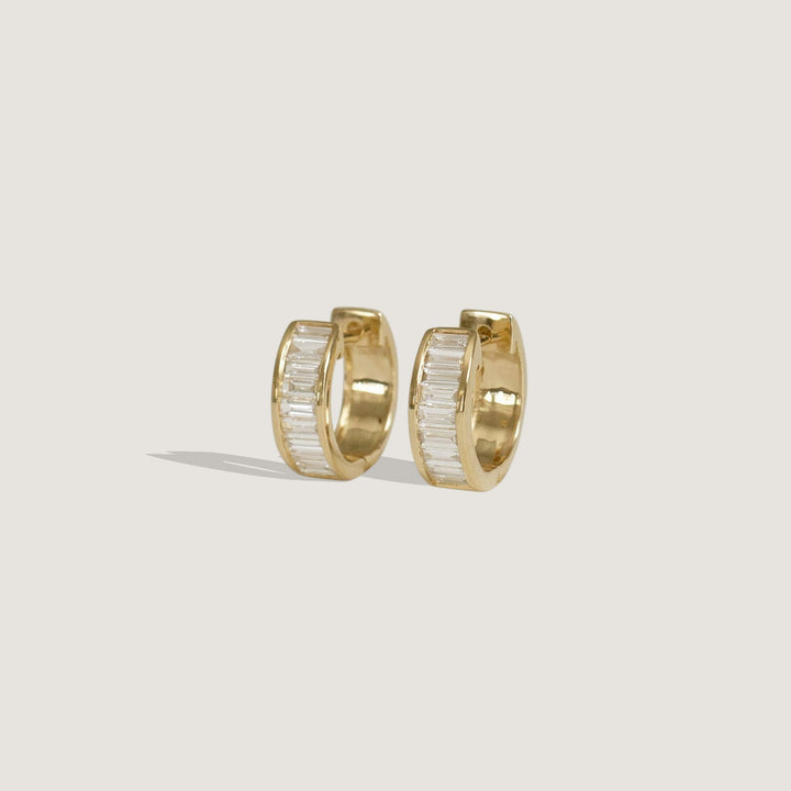 Bobbi Baguette Diamond Huggie Earrings