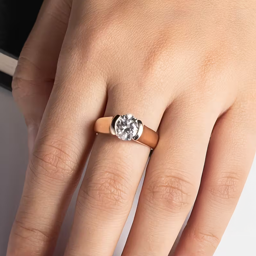 Round Solitaire Gold Zirconia Ring