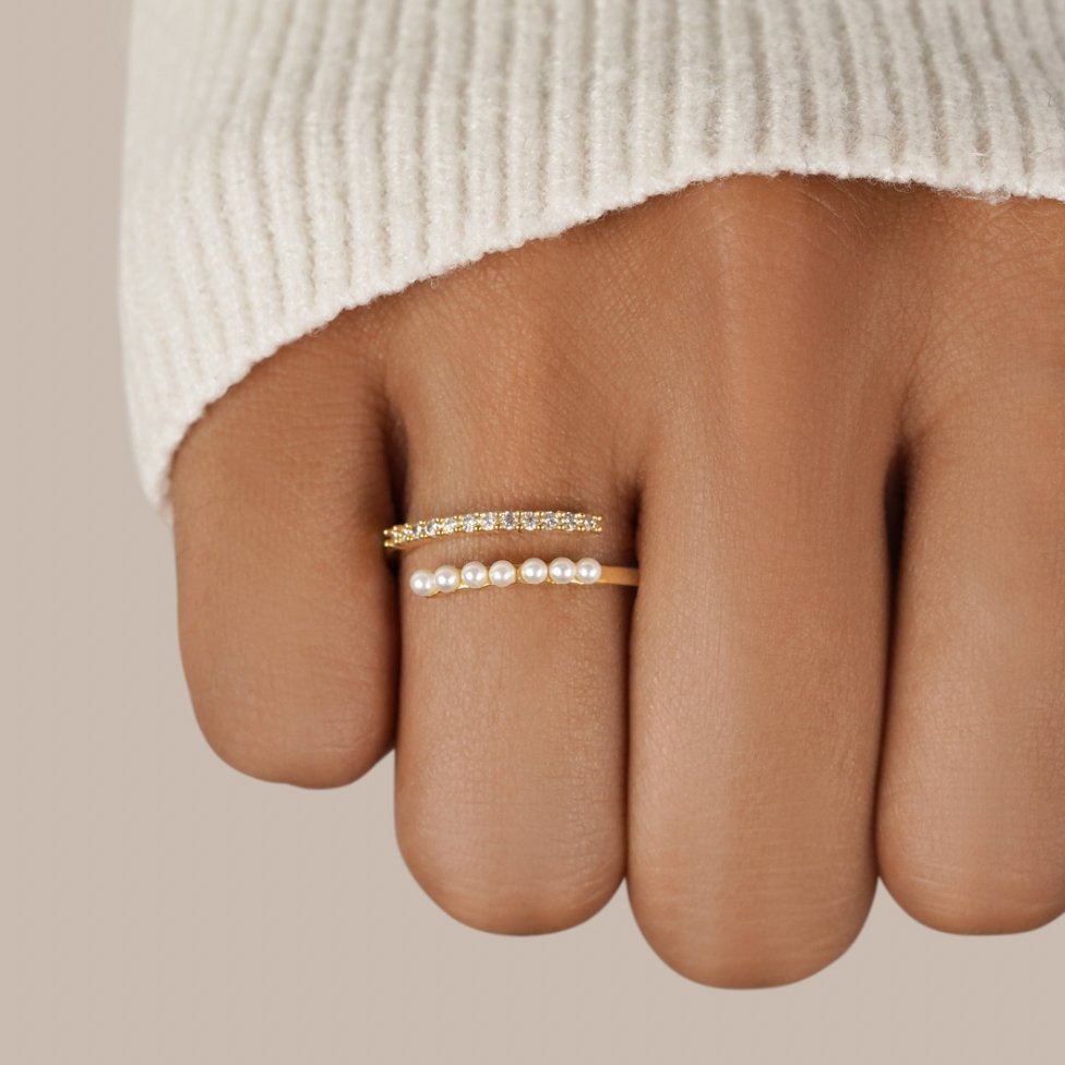 “Wrap Me” Pearl &amp; Crystal Ring