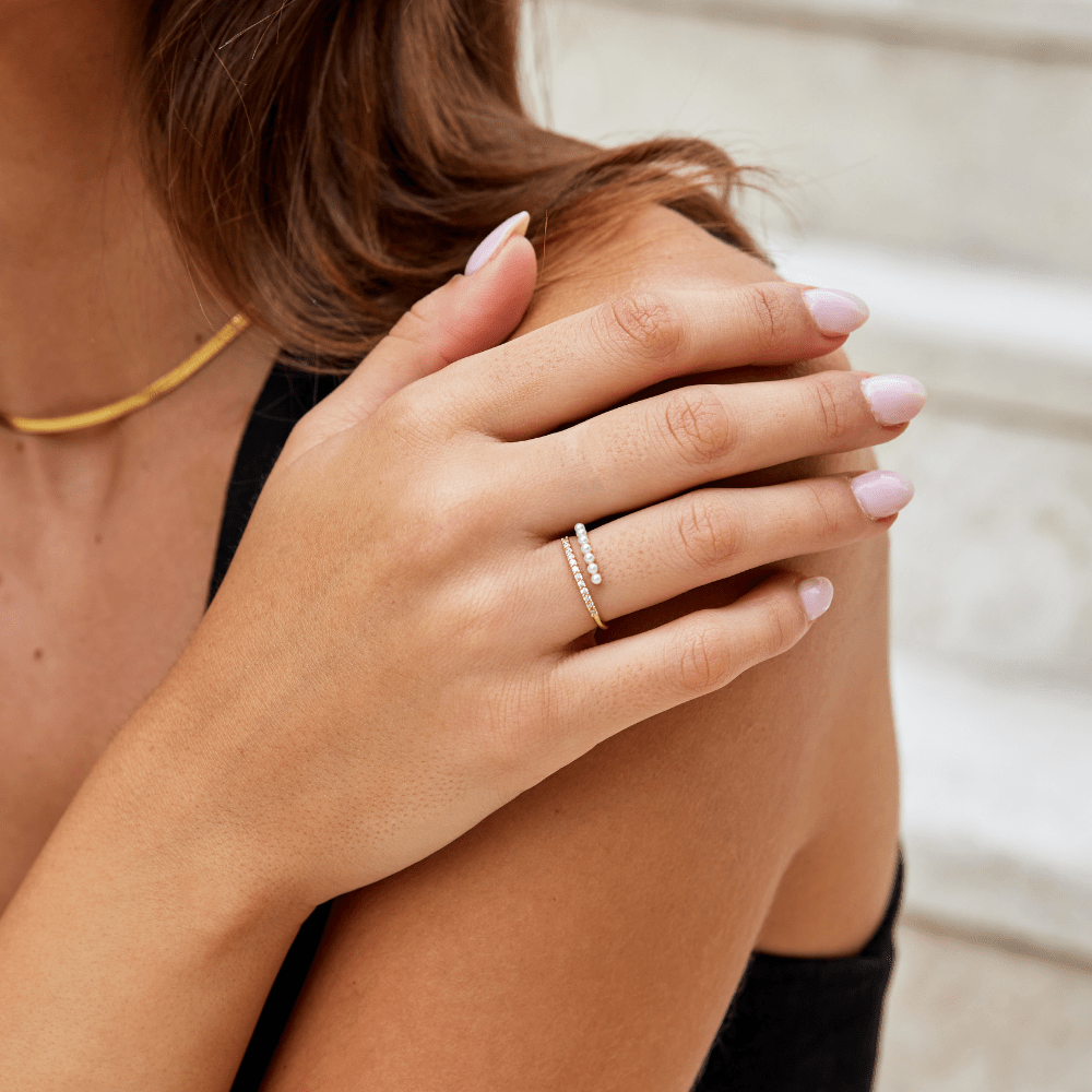 “Wrap Me” Pearl &amp; Crystal Ring